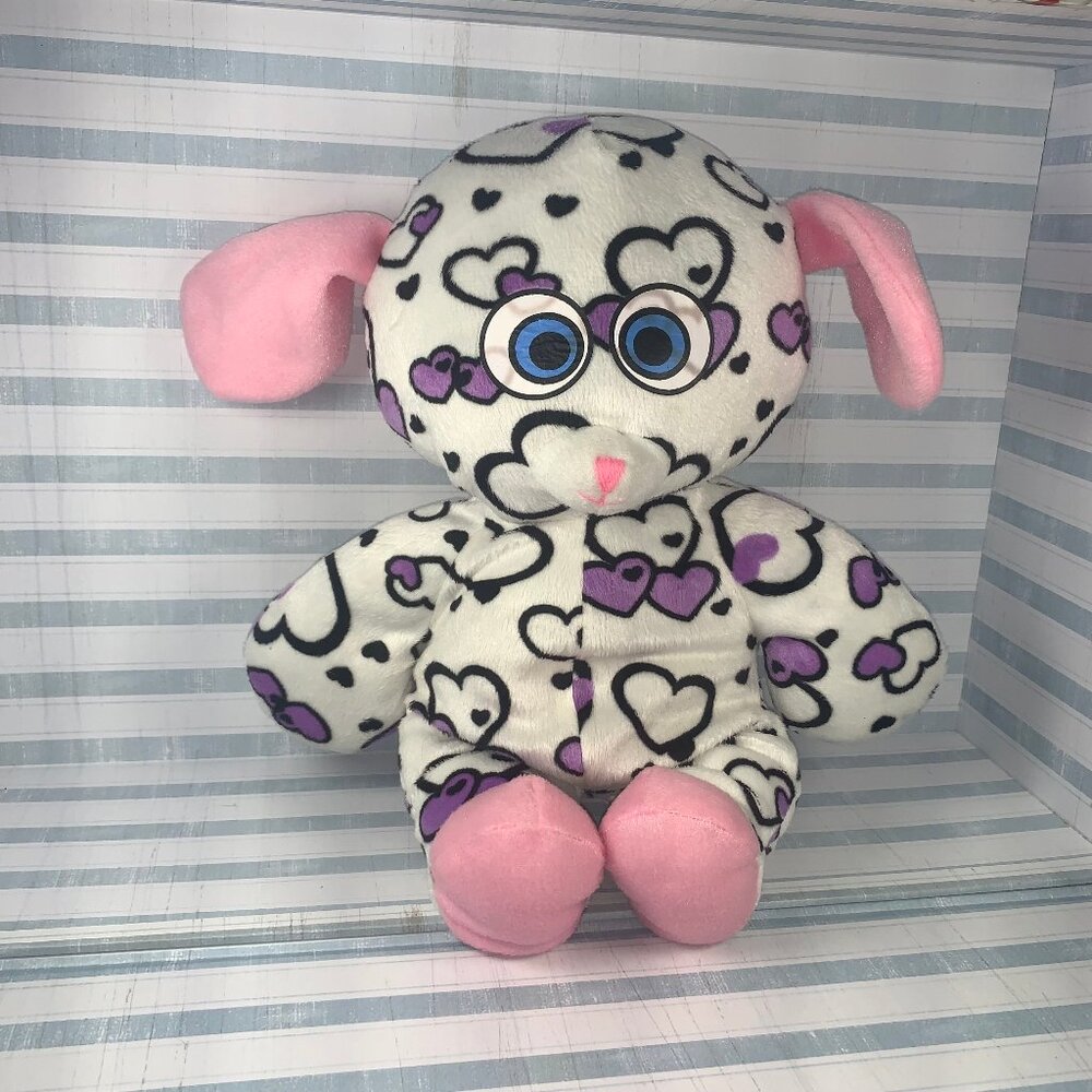 Kellytoy Heart Print Valentines Day Plush Purple Hearts Stuffed Animal Toy